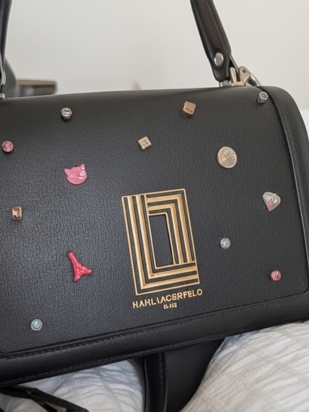 Black Embellished Top-Handle Women’s Bag